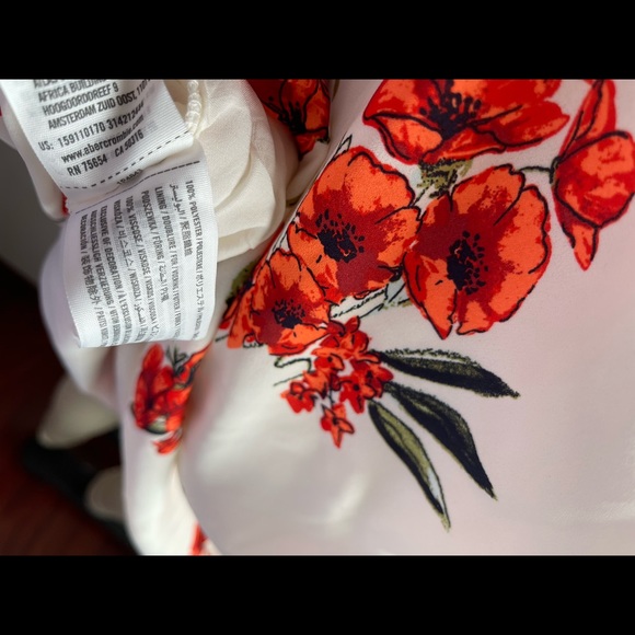 Abercrombie & Fitch Cream & Orange Floral Cold Shoulder Dress size XL - Picture 10 of 11